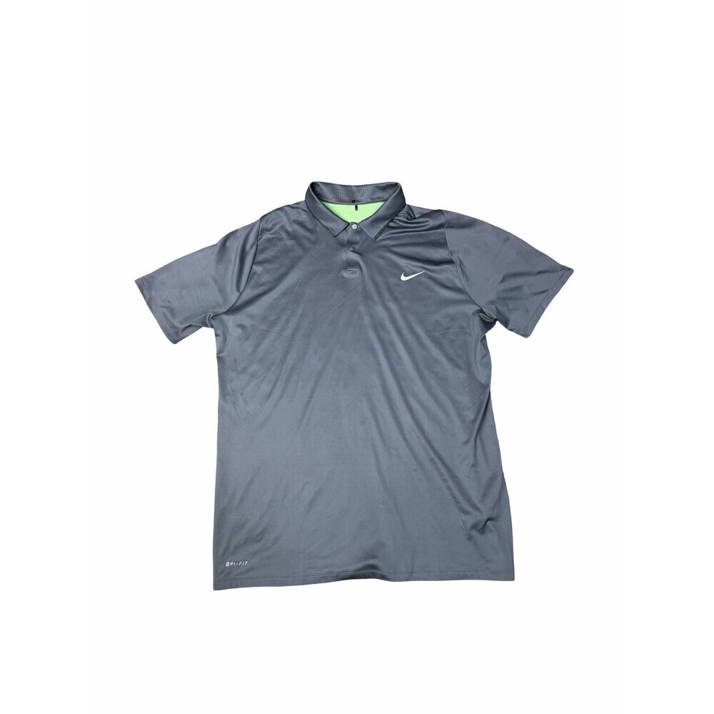 Nike Men Large Dri-FIT Tiger Woods Blade Collar Golf Polo Heather Gray Blue